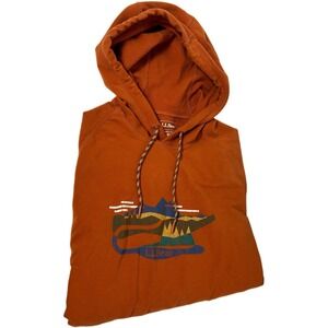 LL Bean Comfort Camp Hoodie Mens L‎ Sweatshirt Slightly Fitted orange granola